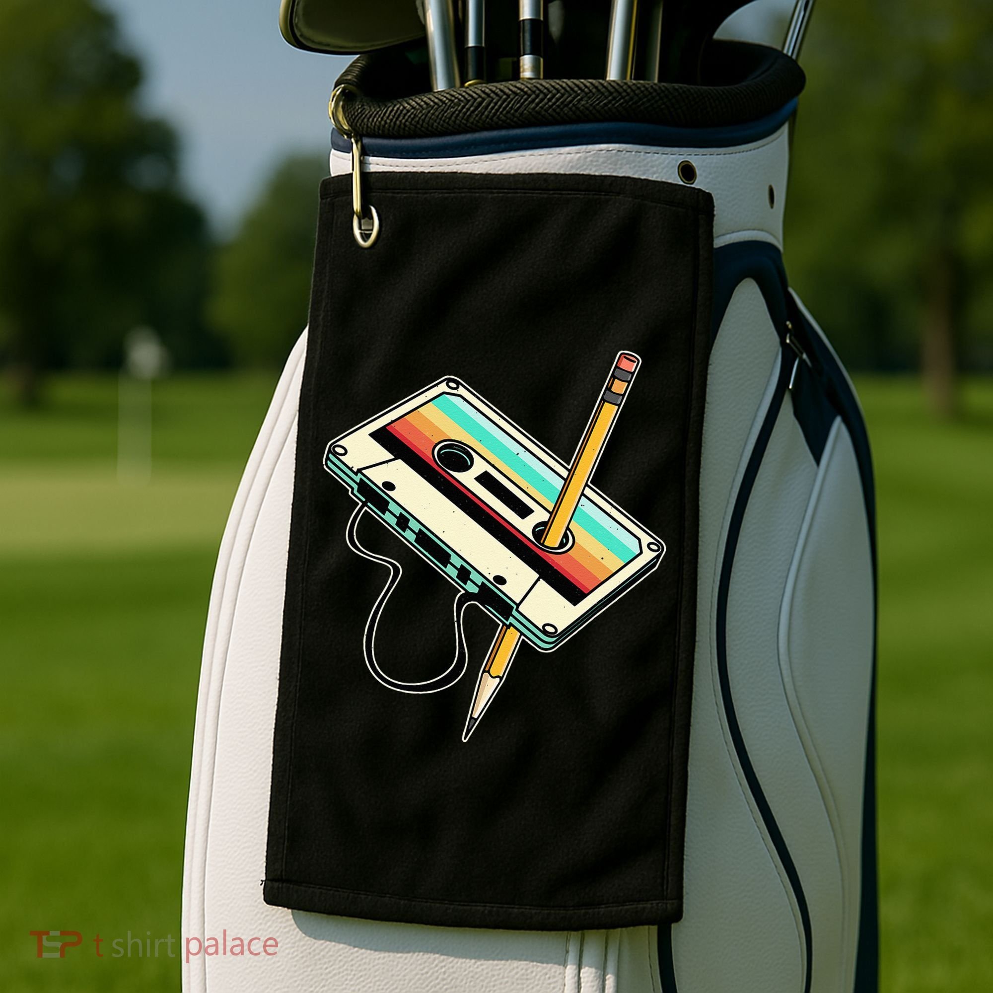 80s 90s Retro Party Costume Nostalgia Cassette Golf Towel