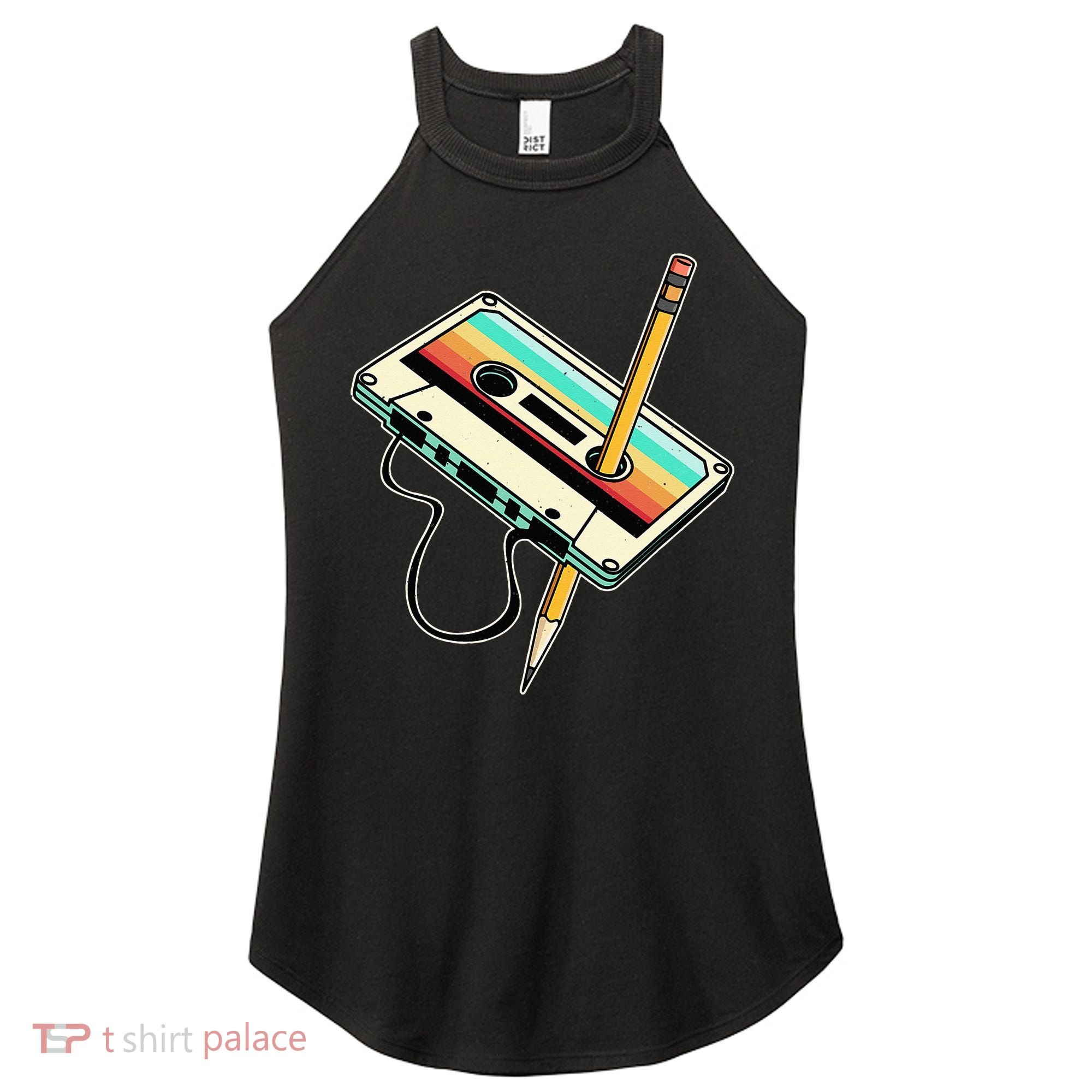 80s 90s Retro Party Costume Nostalgia Cassette Women's Perfect Tri Rocker Tank