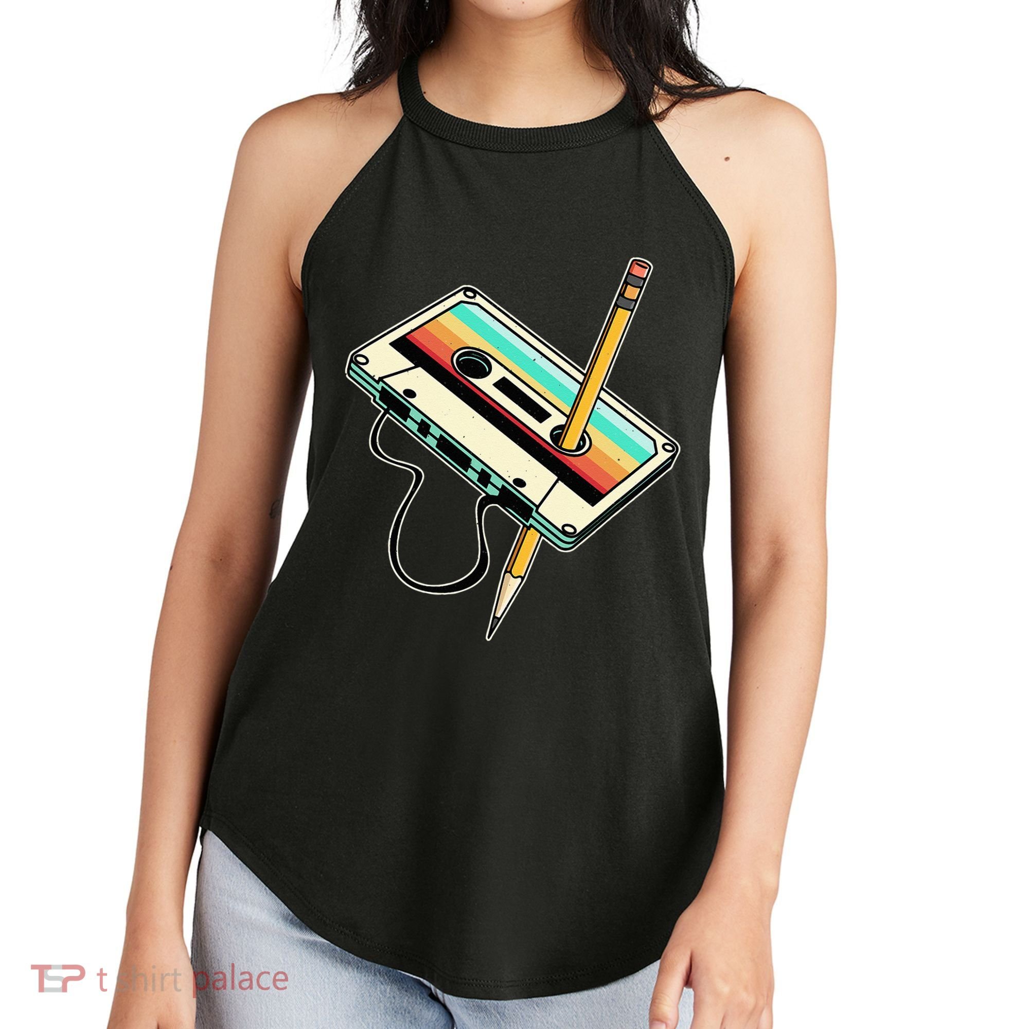 80s 90s Retro Party Costume Nostalgia Cassette Women's Perfect Tri Rocker Tank