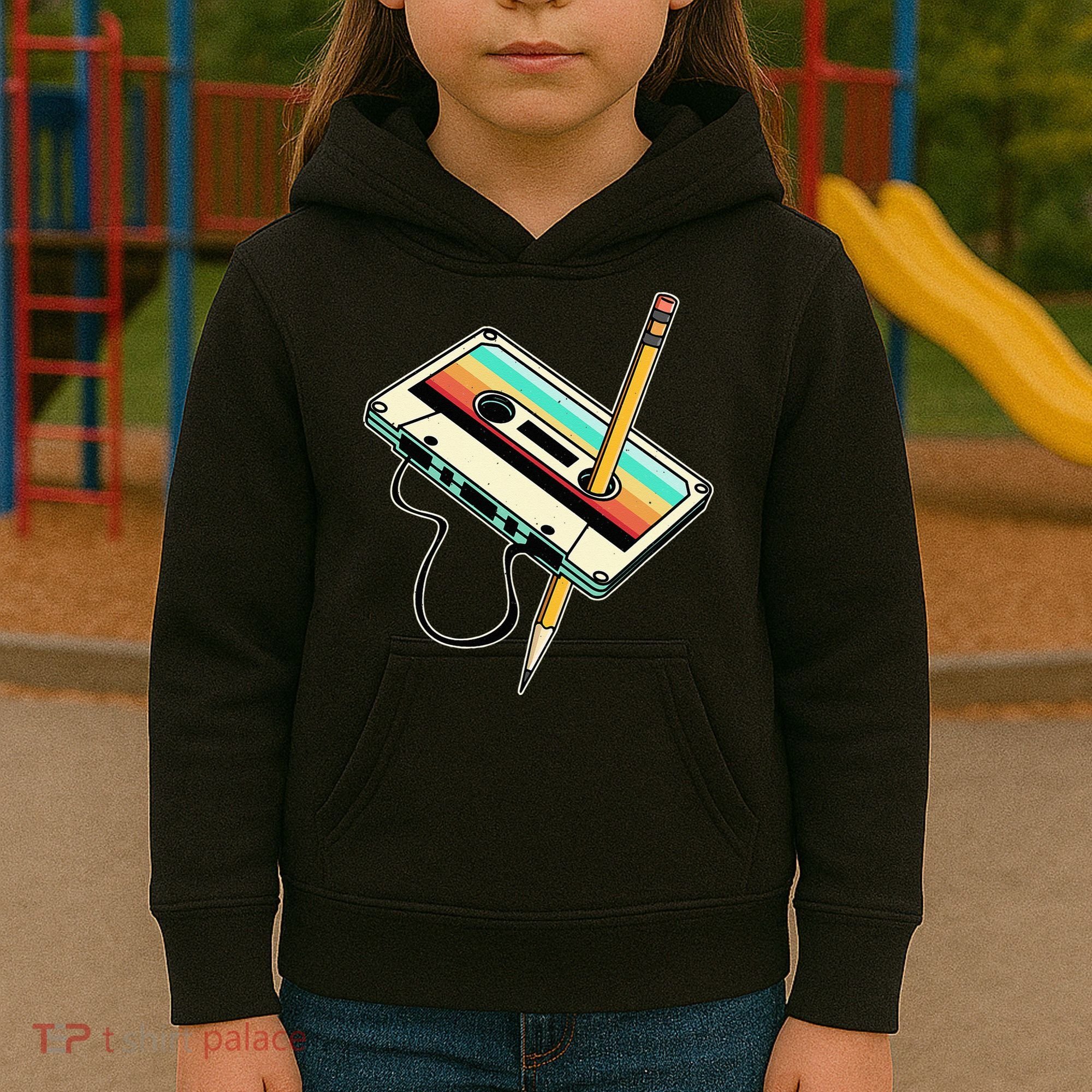 80s 90s Retro Party Costume Nostalgia Cassette Kids Hoodie