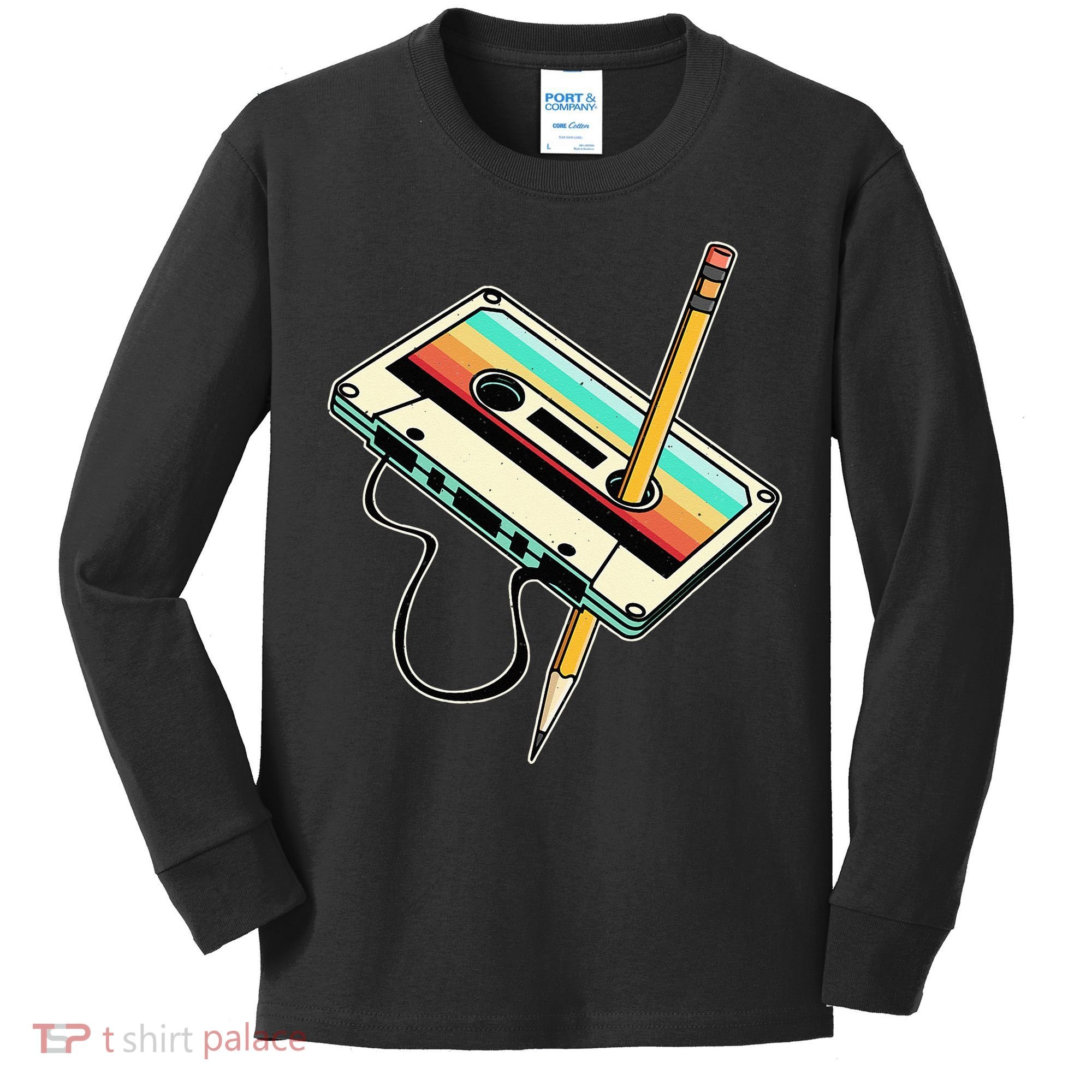 80s 90s Retro Party Costume Nostalgia Cassette Kids Long Sleeve Shirt