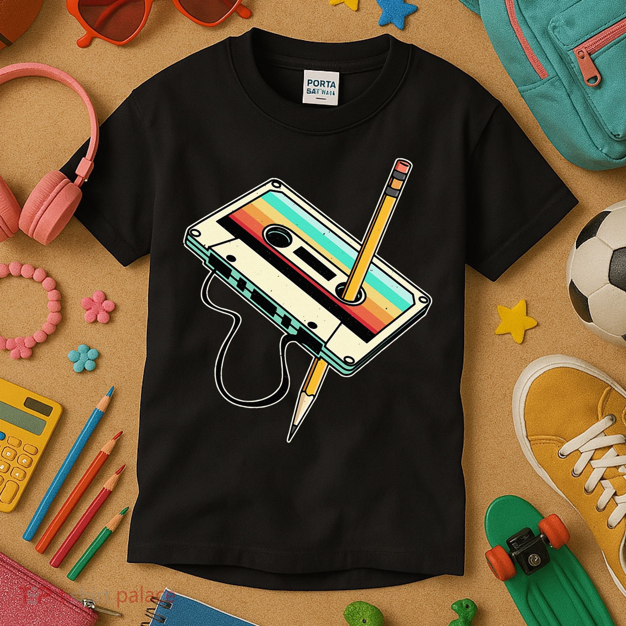 80s 90s Retro Party Costume Nostalgia Cassette Kids T-Shirt