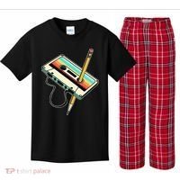 80s 90s Retro Party Costume Nostalgia Cassette Kids Plaid Pajama Set thumb 0