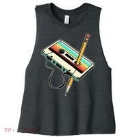 80s 90s Retro Party Costume Nostalgia Cassette Women's Racerback Cropped Tank thumb 0