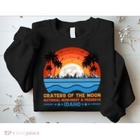 80s 90s Retro Sunset Distressed Craters Of The Moon National Monument Idaho Sweatshirt thumb 2