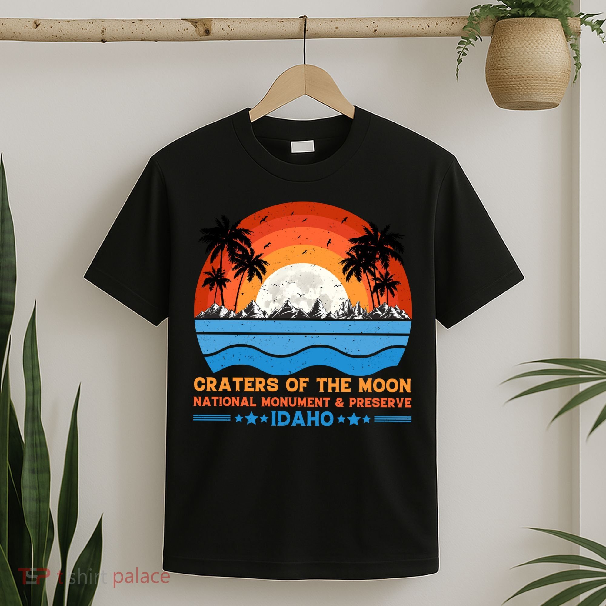 80s 90s Retro Sunset Distressed Craters Of The Moon National Monument Idaho T-Shirt