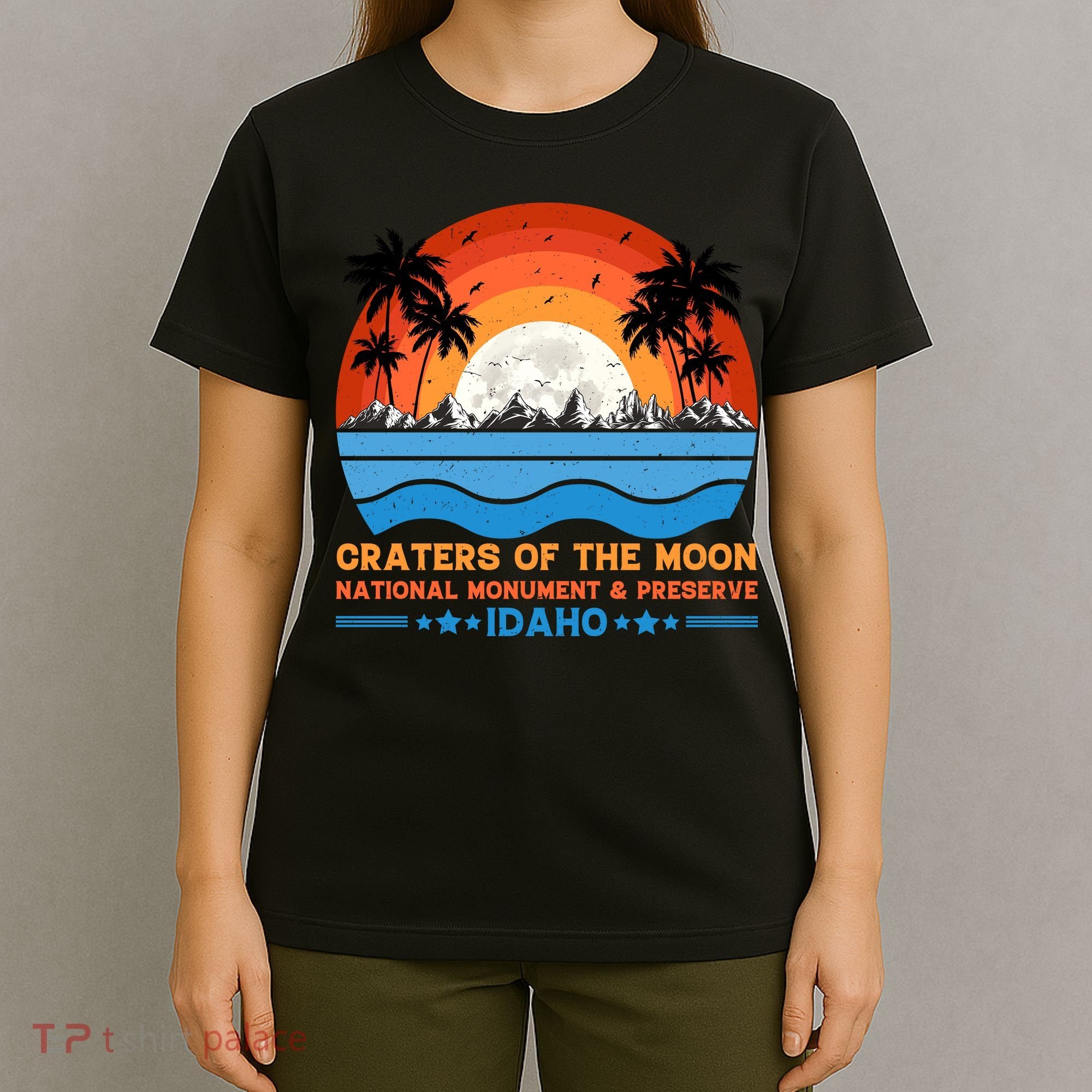 80s 90s Retro Sunset Distressed Craters Of The Moon National Monument Idaho T-Shirt