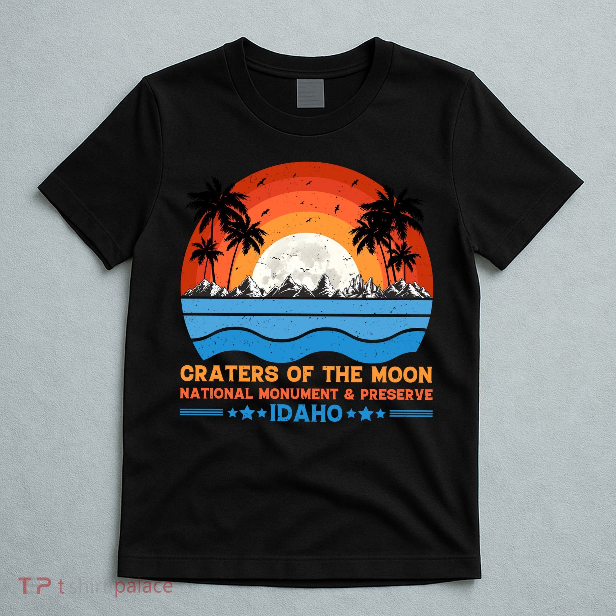 80s 90s Retro Sunset Distressed Craters Of The Moon National Monument Idaho T-Shirt