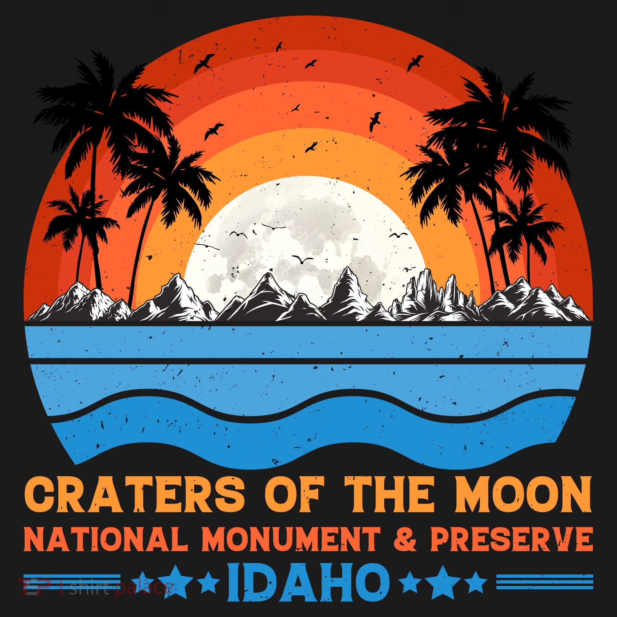 80s 90s Retro Sunset Distressed Craters Of The Moon National Monument Idaho T-Shirt