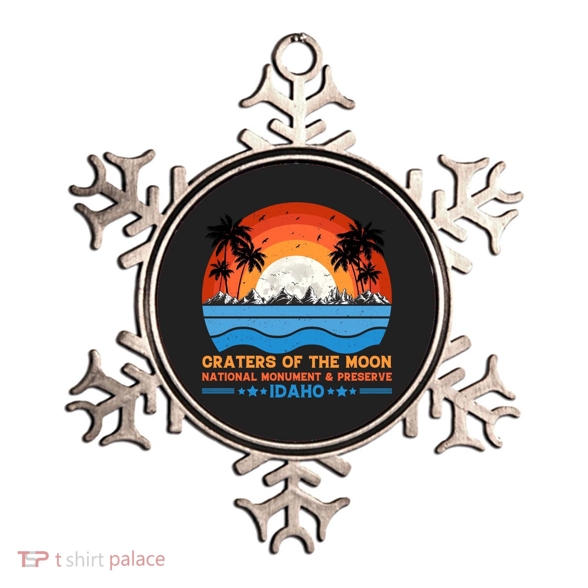 80s 90s Retro Sunset Distressed Craters Of The Moon National Monument Idaho Ornament