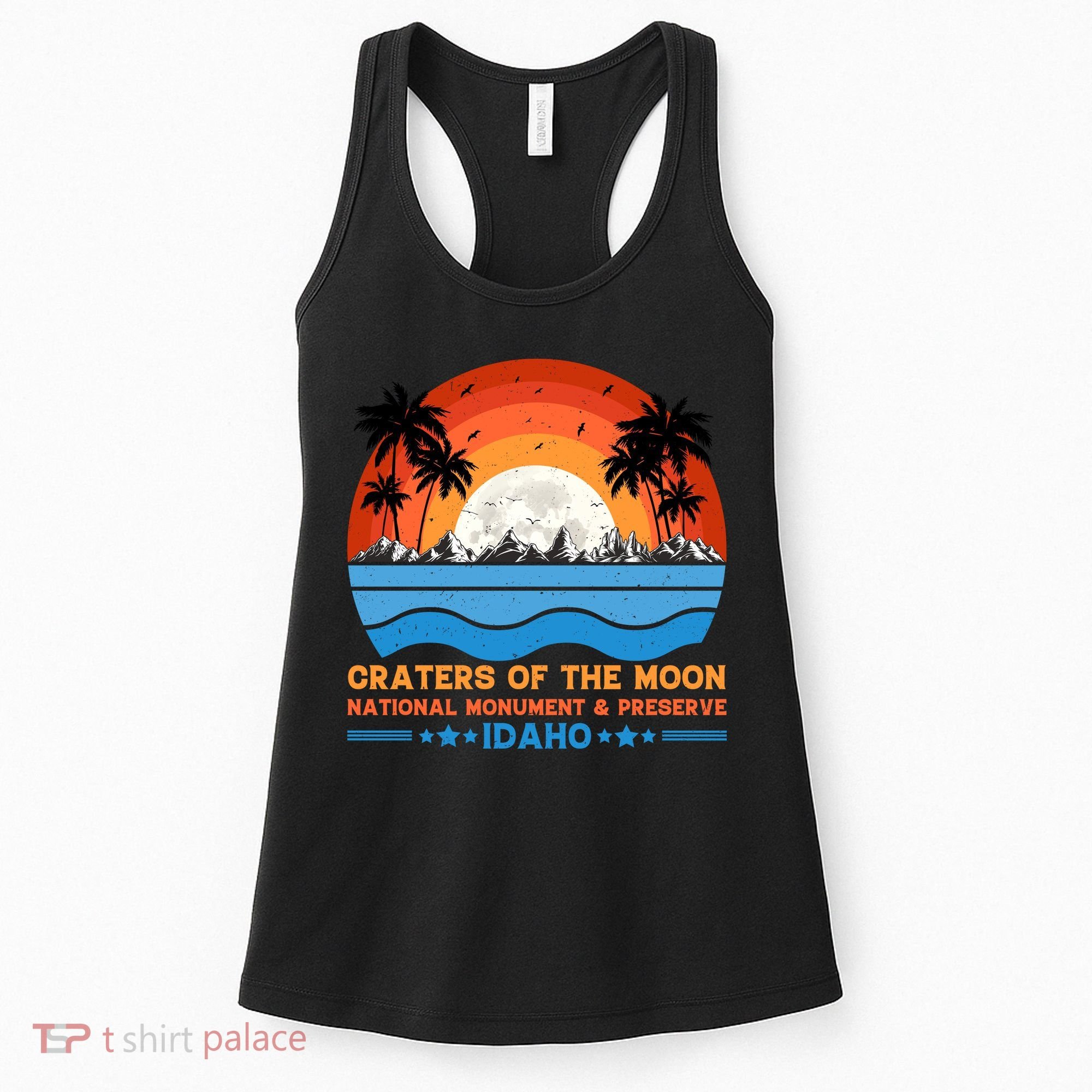 80s 90s Retro Sunset Distressed Craters Of The Moon National Monument Idaho Women's Tank Top