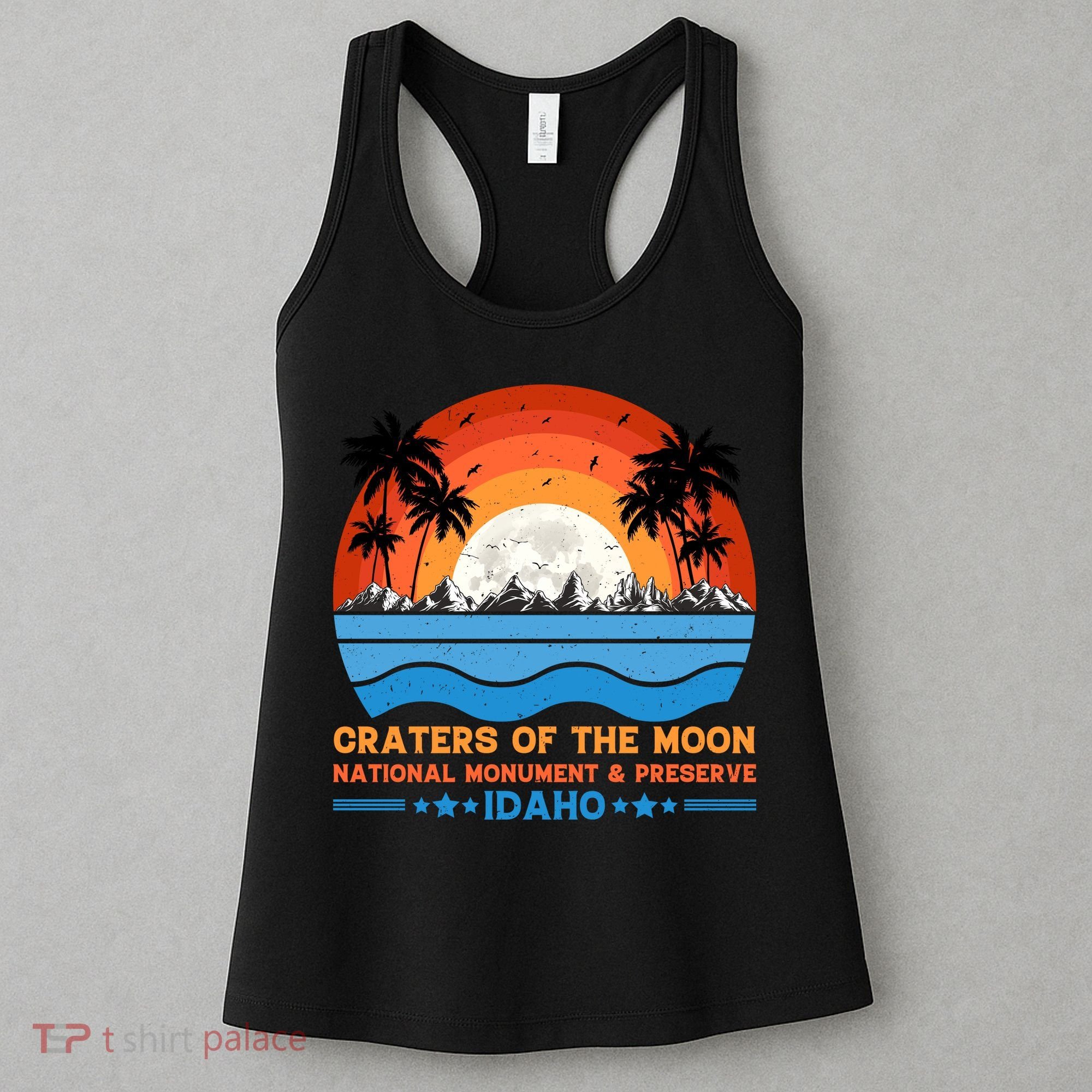 80s 90s Retro Sunset Distressed Craters Of The Moon National Monument Idaho Women's Tank Top