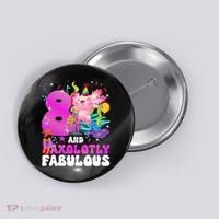 8th Axolotl Birthday Party Eight Year Old Axolotl Birthday Button thumb 0
