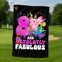 8th Axolotl Birthday Party Eight Year Old Axolotl Birthday Golf Towel thumb 1