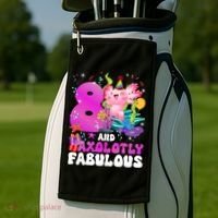 8th Axolotl Birthday Party Eight Year Old Axolotl Birthday Golf Towel thumb 2