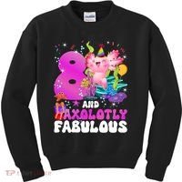 8th Axolotl Birthday Party Eight Year Old Axolotl Birthday Kids Sweatshirt thumb 0