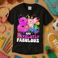 8th Axolotl Birthday Party Eight Year Old Axolotl Birthday Kids T-Shirt thumb 3