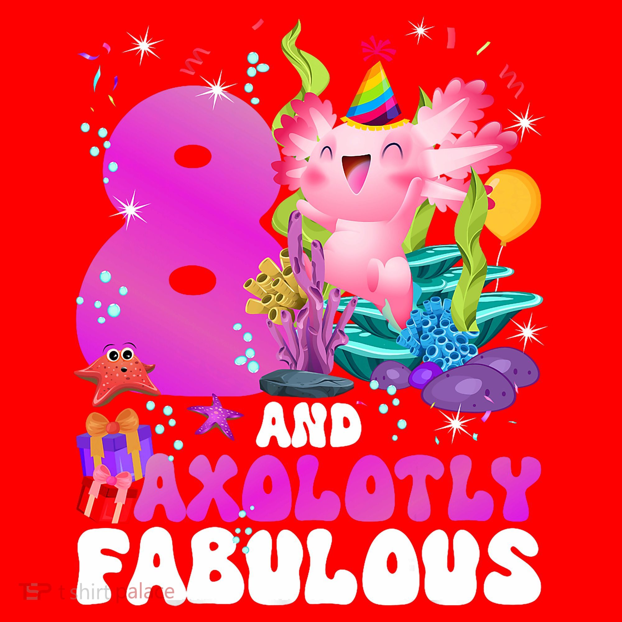 8th Axolotl Birthday Party Eight Year Old Axolotl Birthday Santa Hat