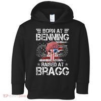 82nd Airborne Division Born At Ft Benning Raised Fort Bragg Toddler Hoodie thumb 0