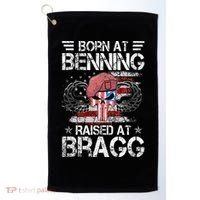 82nd Airborne Division Born At Ft Benning Raised Fort Bragg Golf Towel thumb 0