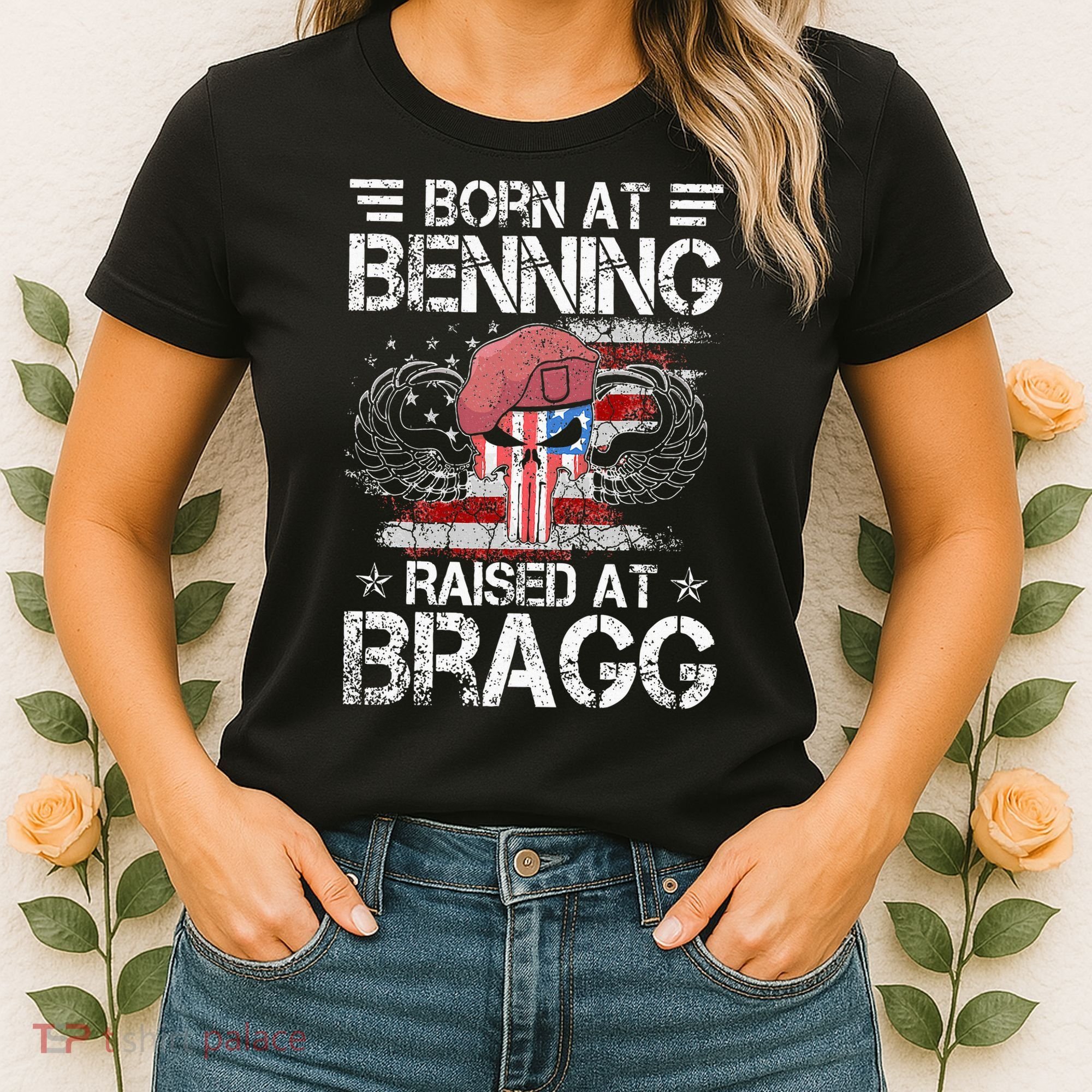 82nd Airborne Division Born At Ft Benning Raised Fort Bragg Women's T-Shirt