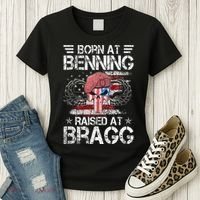 82nd Airborne Division Born At Ft Benning Raised Fort Bragg Women's T-Shirt thumb 3