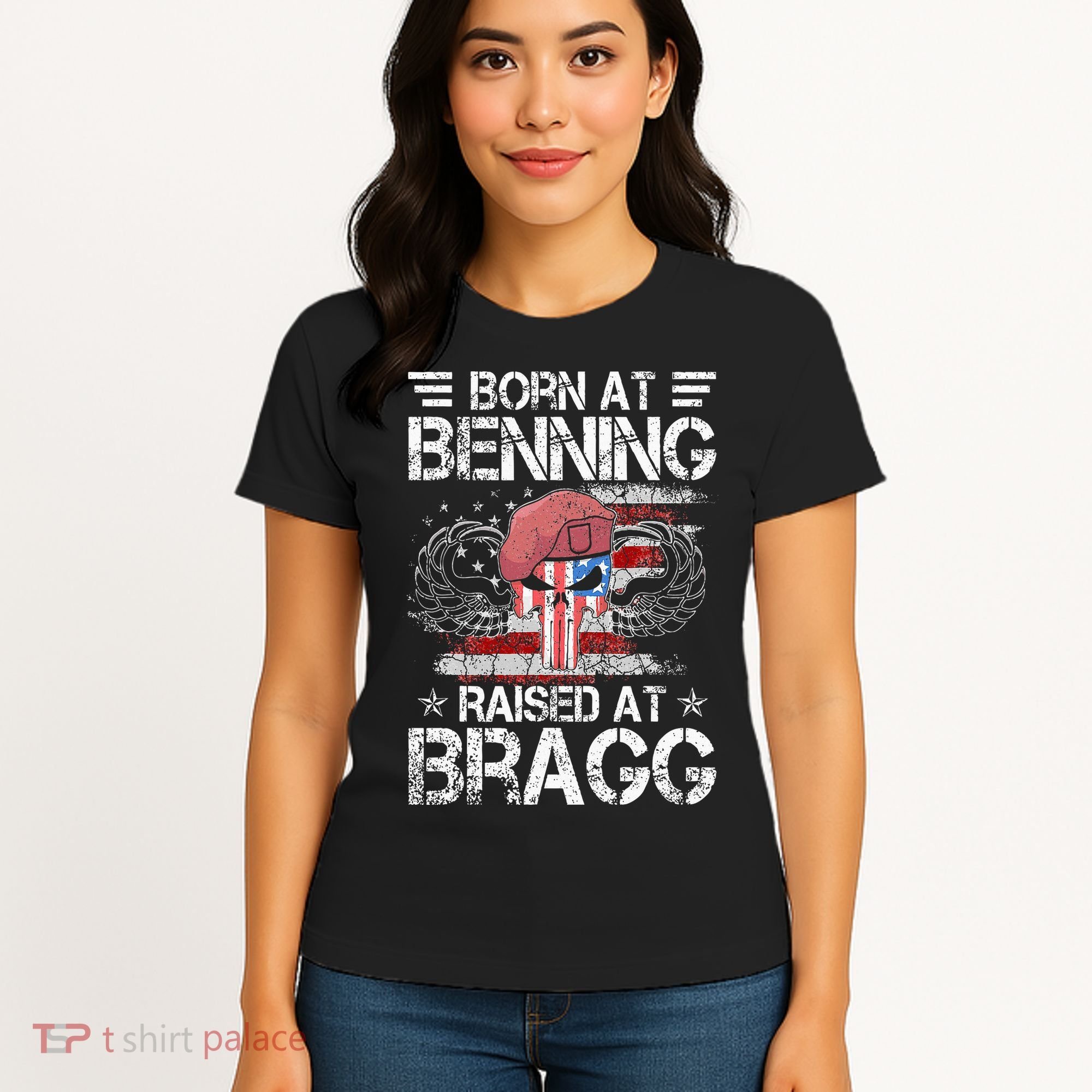 82nd Airborne Division Born At Ft Benning Raised Fort Bragg Women's T-Shirt