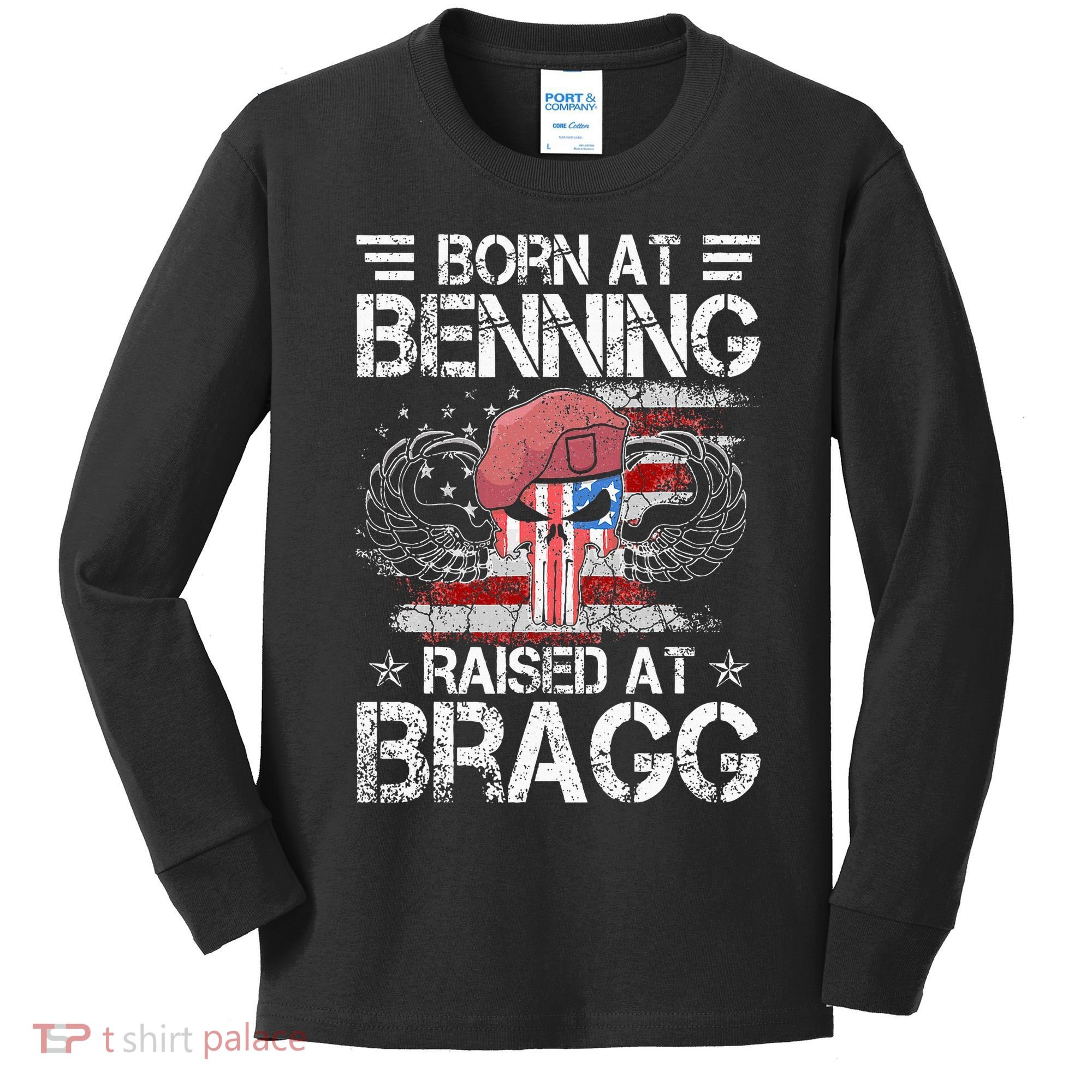 82nd Airborne Division Born At Ft Benning Raised Fort Bragg Kids Long Sleeve Shirt