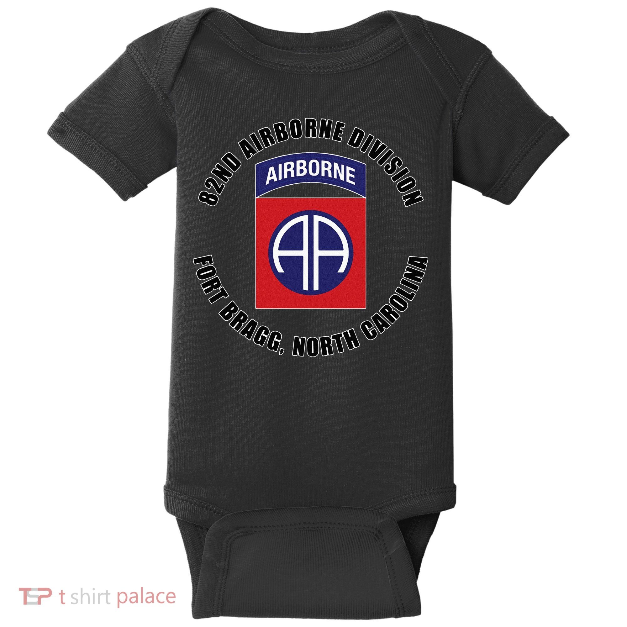 82nd Airborne Division Fort Bragg North Carolina Emblem Vet Baby Bodysuit
