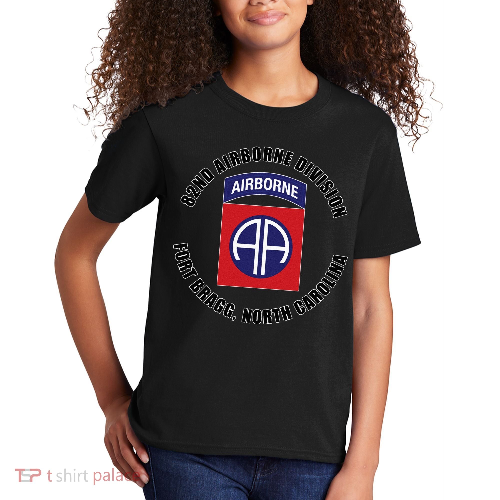 82nd Airborne Division Fort Bragg North Carolina Emblem Vet Kids T-Shirt