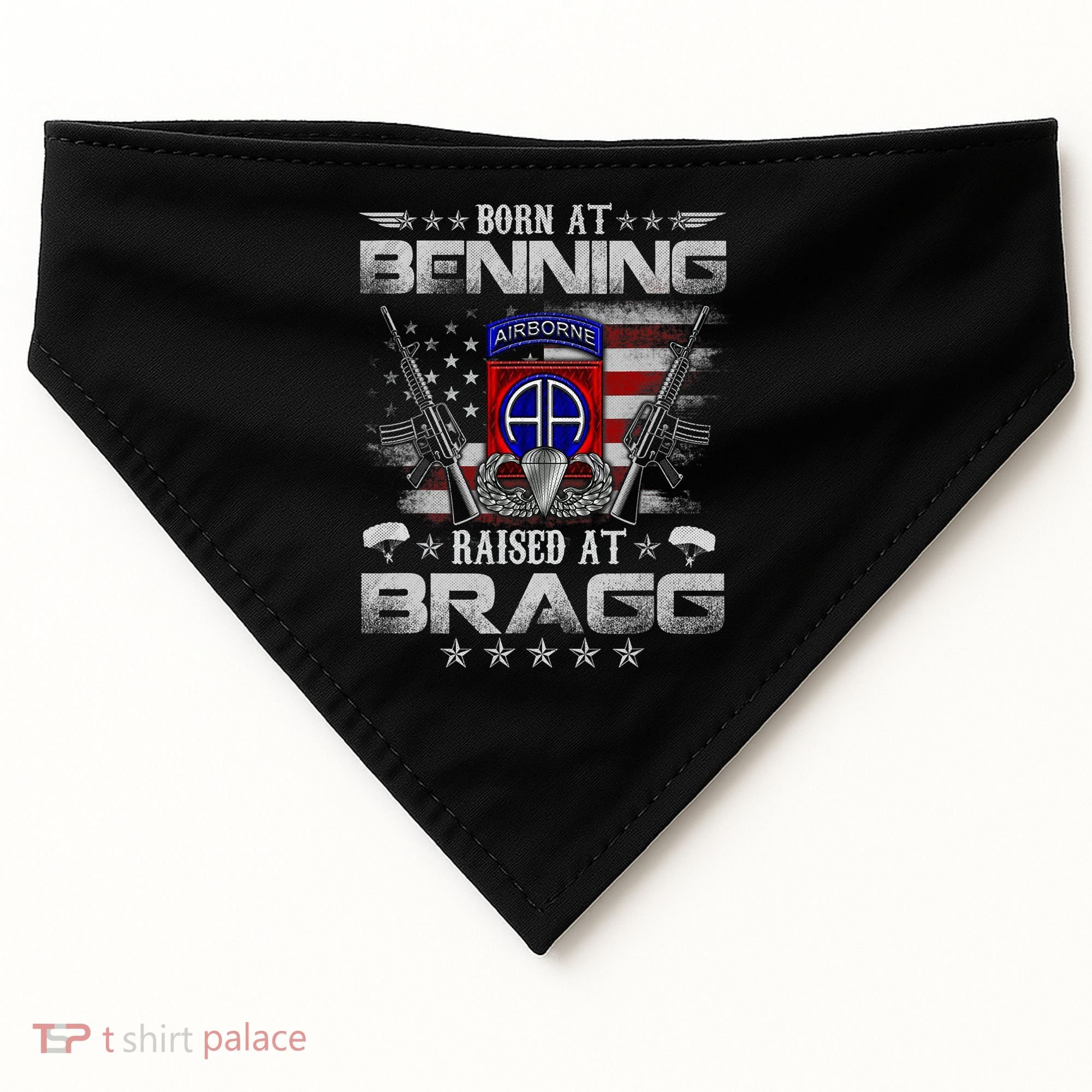 82nd Airborne Division Born At Ft Benning Raised Fort Bragg USA-Made Doggie Bandana
