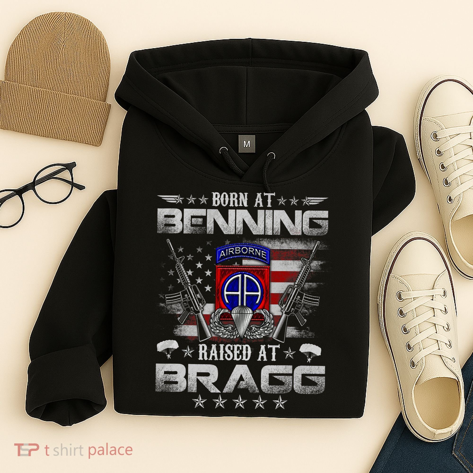 82nd Airborne Division Born At Ft Benning Raised Fort Bragg Hoodie