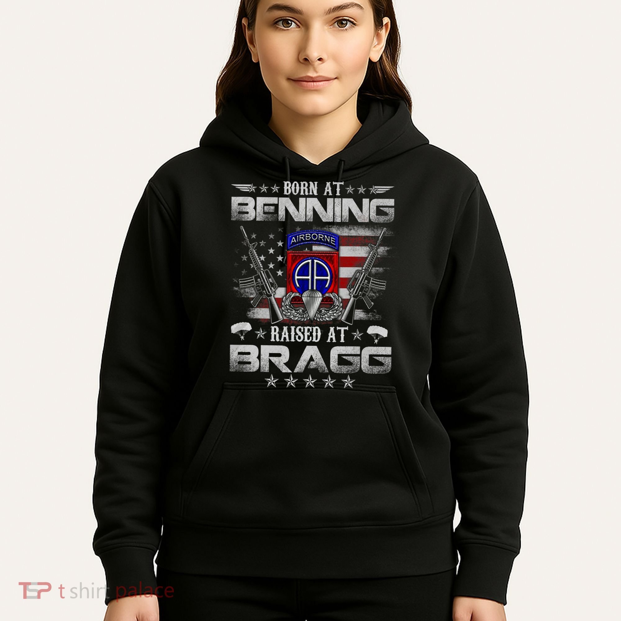 82nd Airborne Division Born At Ft Benning Raised Fort Bragg Hoodie
