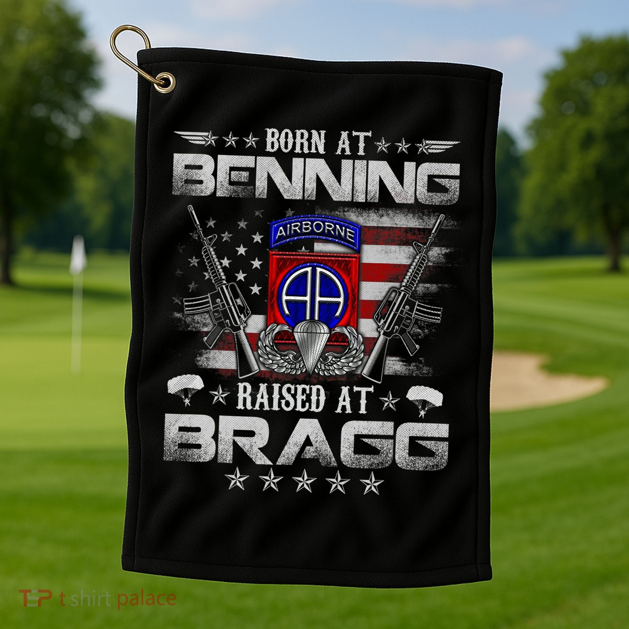 82nd Airborne Division Born At Ft Benning Raised Fort Bragg Golf Towel