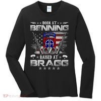 82nd Airborne Division Born At Ft Benning Raised Fort Bragg Women's Long Sleeve Shirt thumb 0