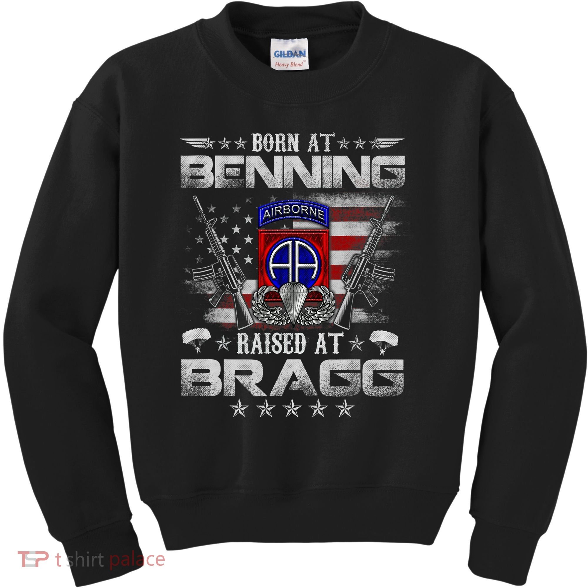 82nd Airborne Division Born At Ft Benning Raised Fort Bragg Kids Sweatshirt