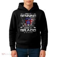 82nd Airborne Division Born At Ft Benning Raised Fort Bragg Kids Hoodie thumb 4