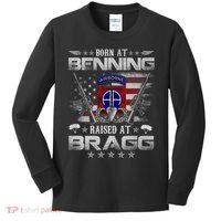 82nd Airborne Division Born At Ft Benning Raised Fort Bragg Kids Long Sleeve Shirt thumb 0