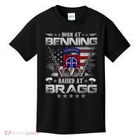 82nd Airborne Division Born At Ft Benning Raised Fort Bragg Kids T-Shirt thumb 0