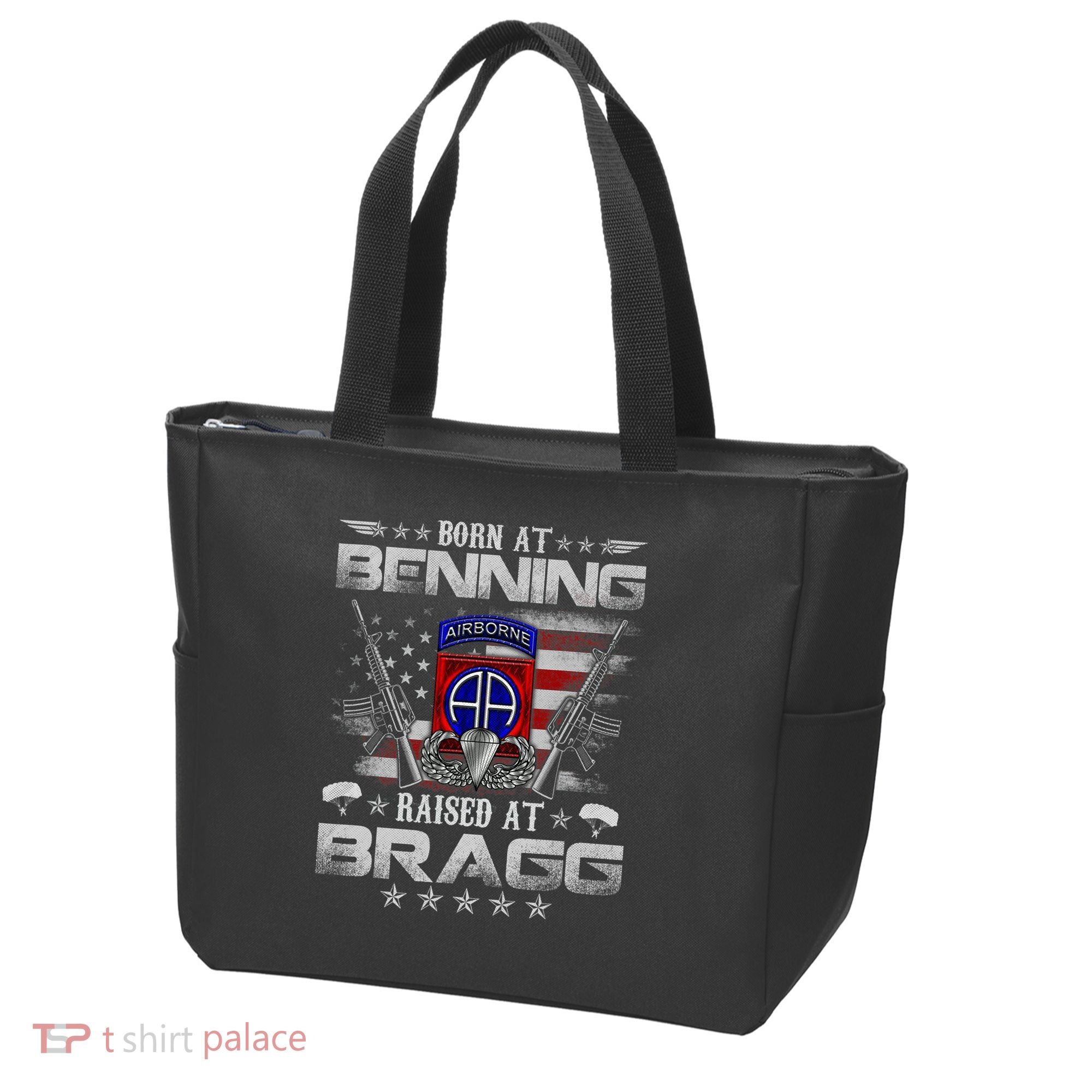 82nd Airborne Division Born At Ft Benning Raised Fort Bragg Tote Bag