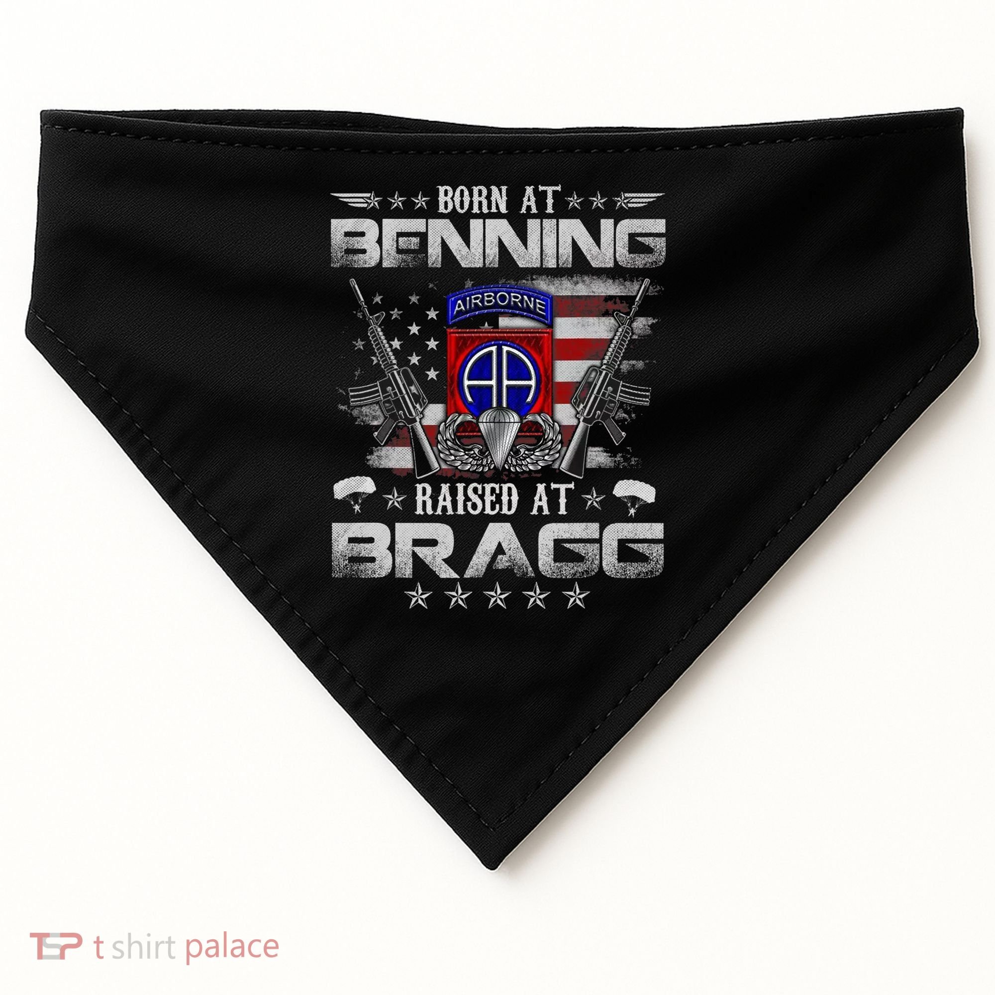 82nd Airborne Division Born At Ft Benning Raised Fort Bragg USA-Made Doggie Bandana