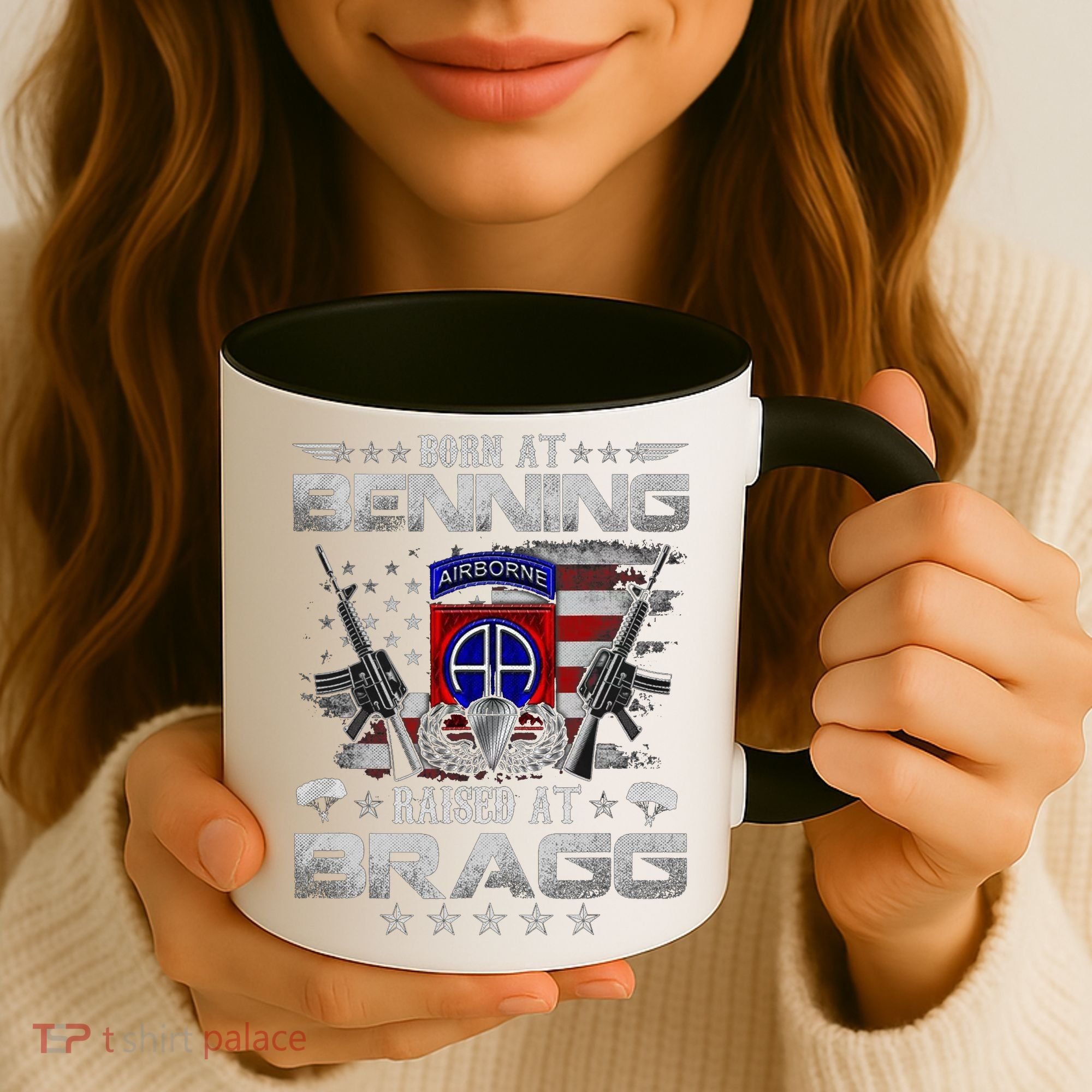 82nd Airborne Division Born At Ft Benning Raised Fort Bragg Coffee Mug