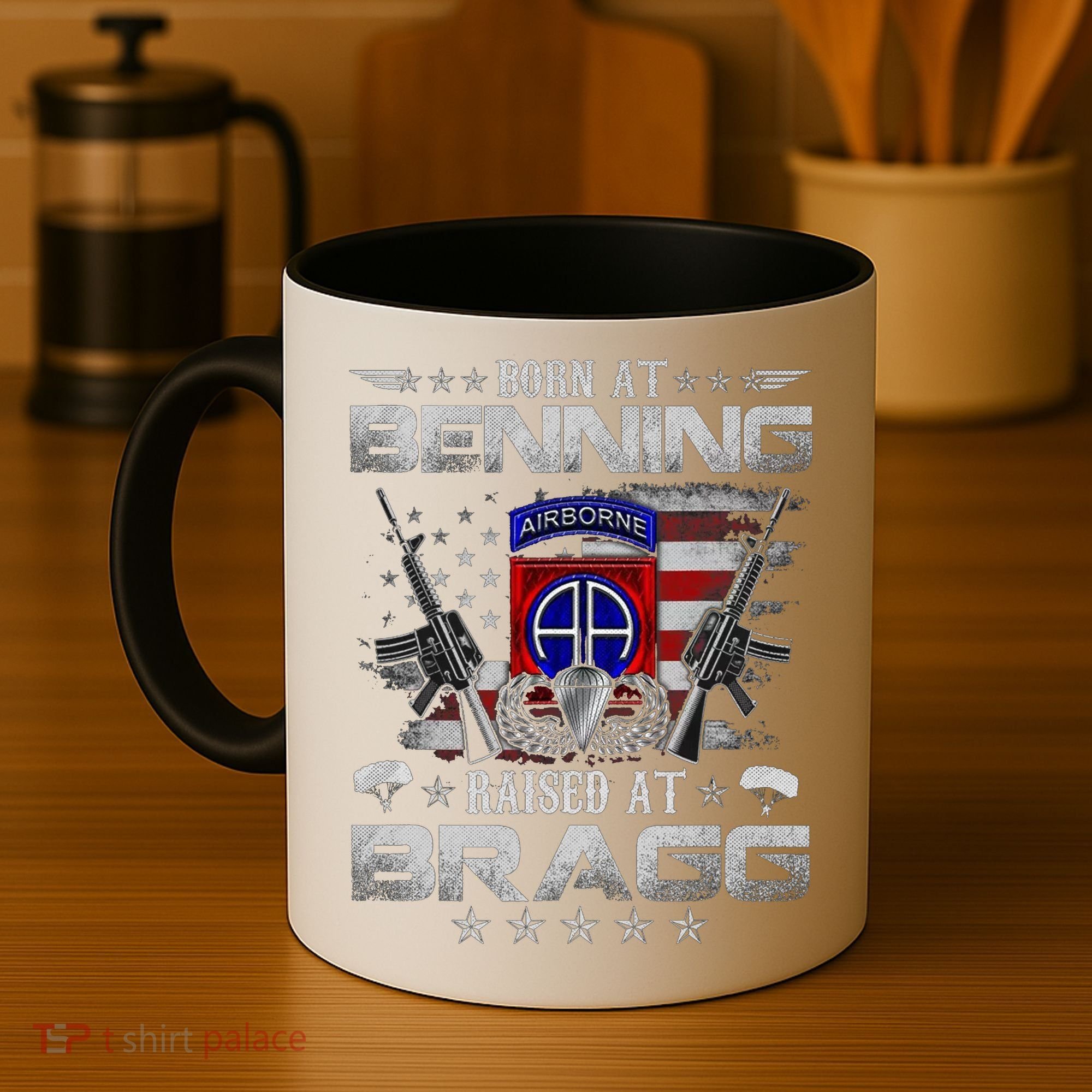 82nd Airborne Division Born At Ft Benning Raised Fort Bragg Coffee Mug