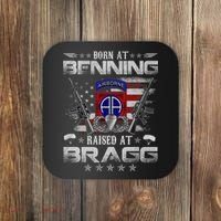 82nd Airborne Division Born At Ft Benning Raised Fort Bragg Coaster thumb 0
