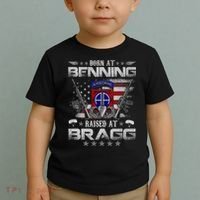 82nd Airborne Division Born At Ft Benning Raised Fort Bragg Toddler T-Shirt thumb 2