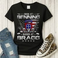 82nd Airborne Division Born At Ft Benning Raised Fort Bragg Women's T-Shirt thumb 3