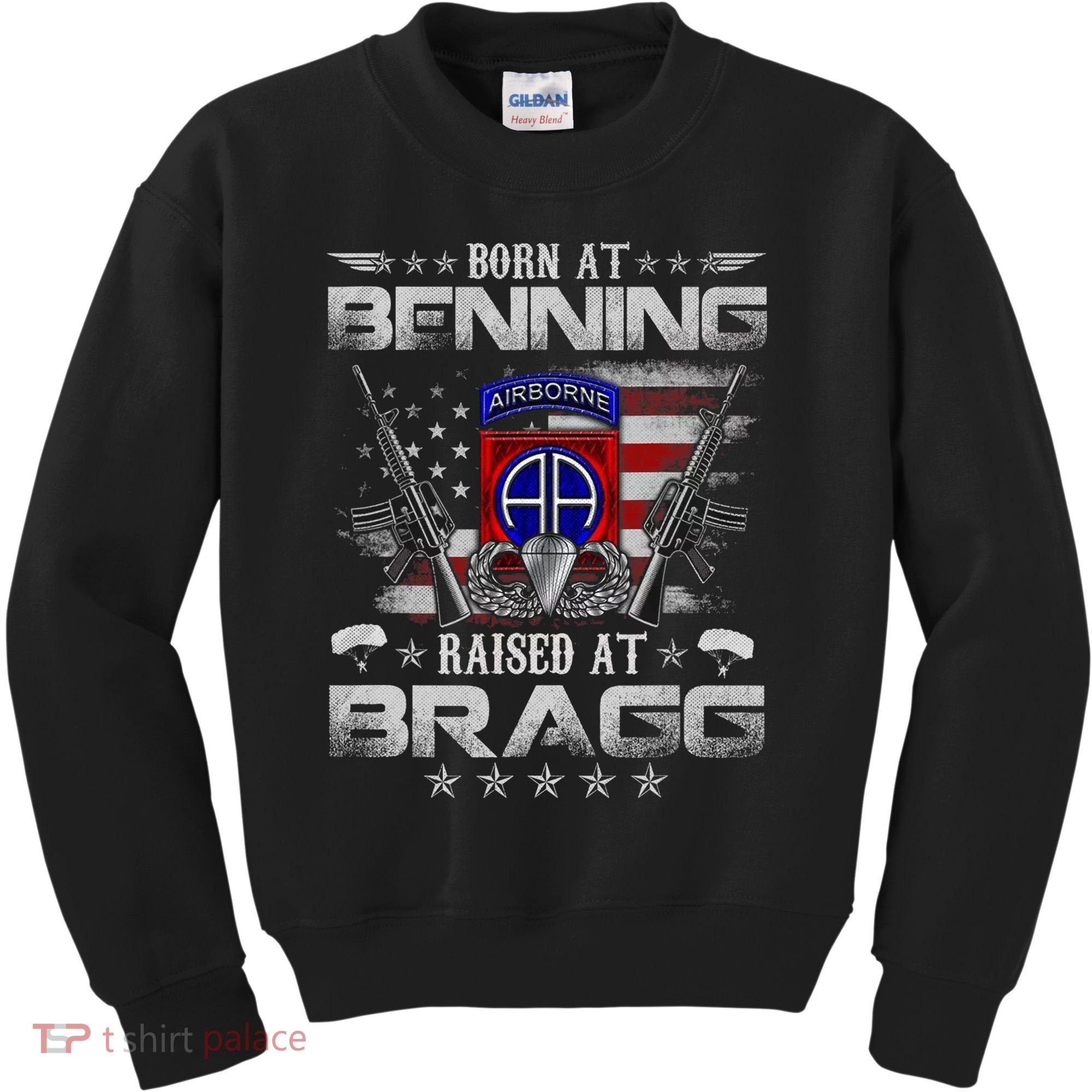 82nd Airborne Division Born At Ft Benning Raised Fort Bragg Kids Sweatshirt