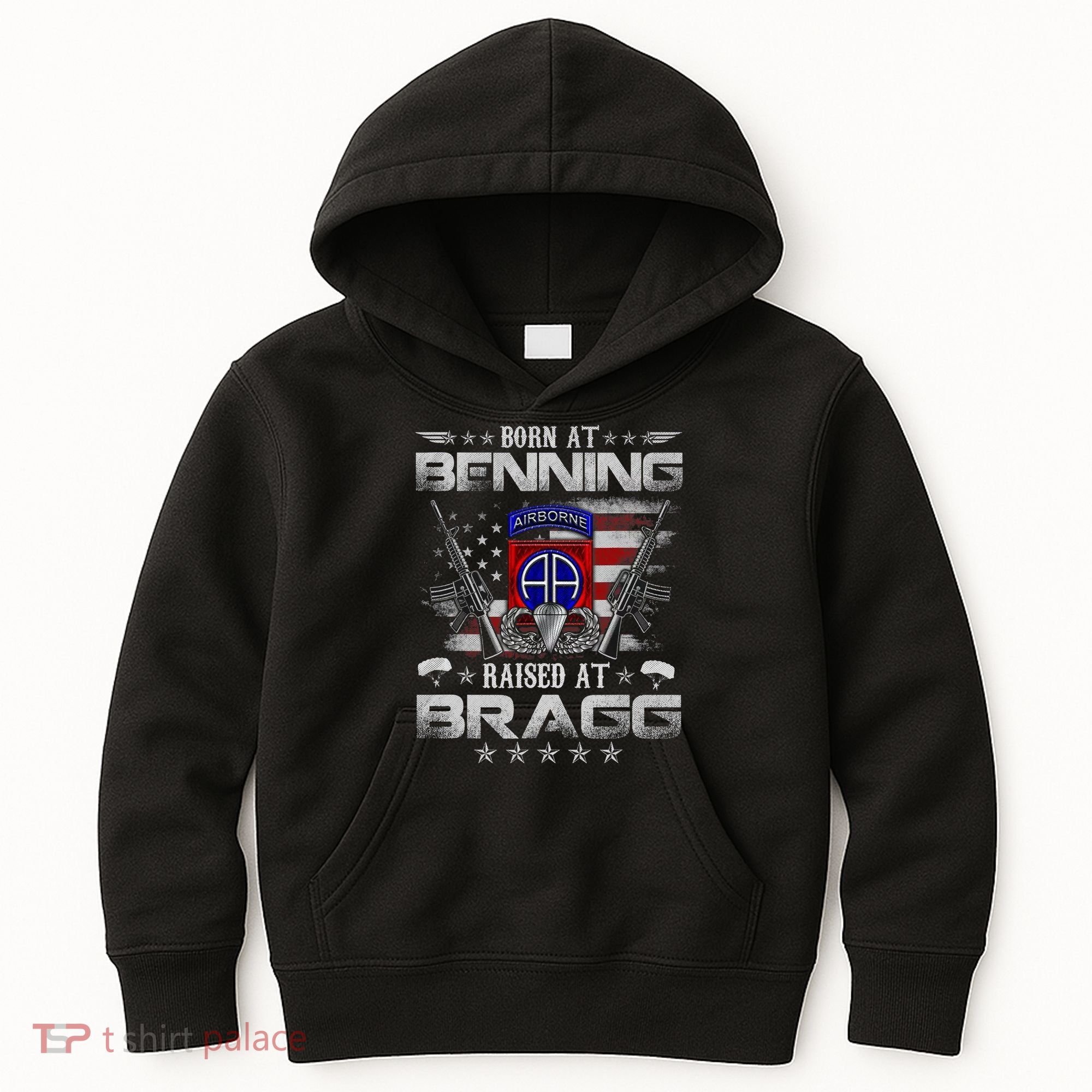 82nd Airborne Division Born At Ft Benning Raised Fort Bragg Kids Hoodie