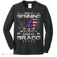 82nd Airborne Division Born At Ft Benning Raised Fort Bragg Kids Long Sleeve Shirt thumb 0