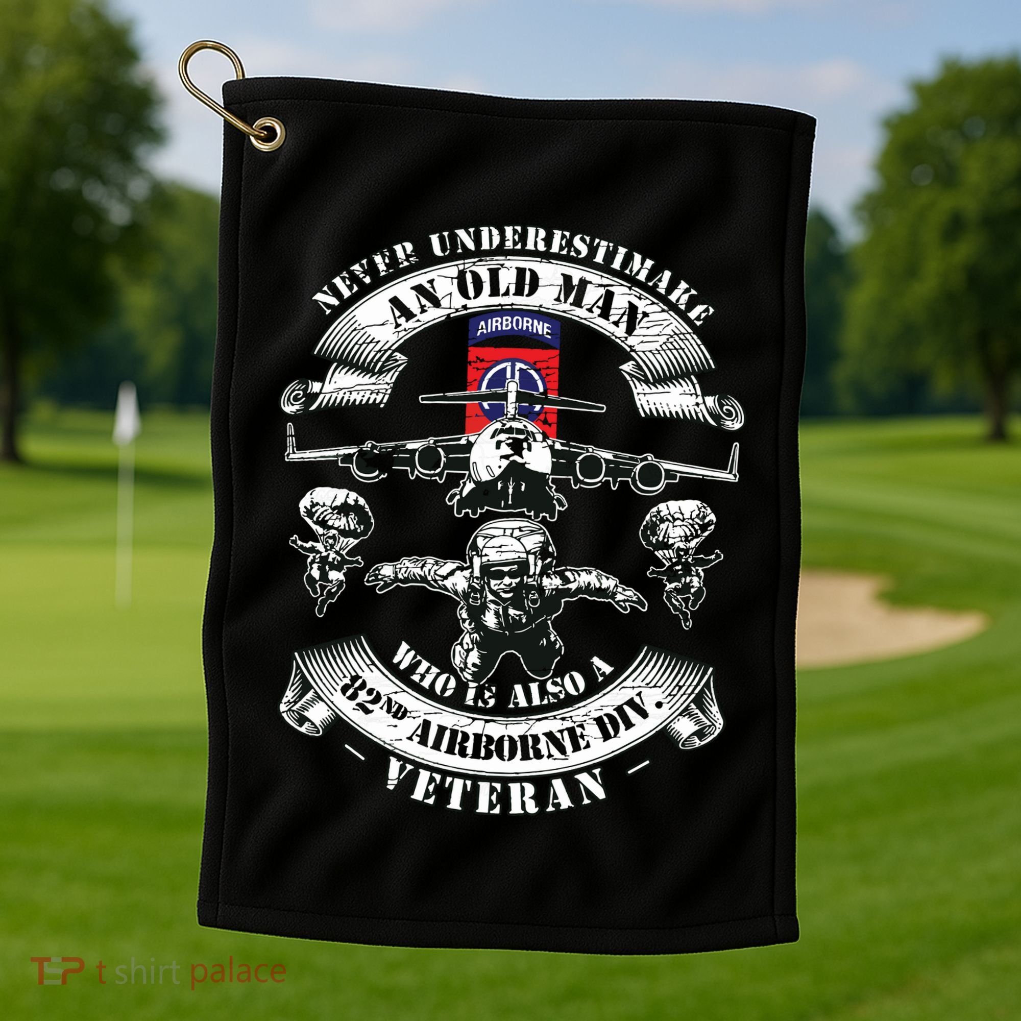 82nd Airborne Division Paratrooper Fort Bragg Veteran Gifts Golf Towel